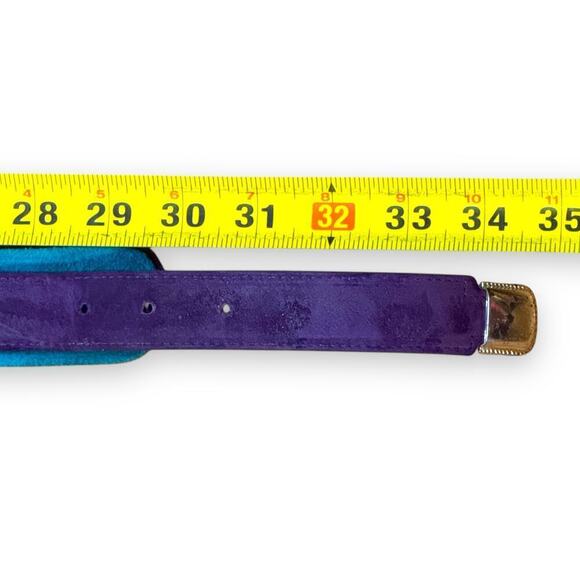 Vintage Ginnie Johansen Belt Womens 80s Suede Western Cowgirl Blue Purple Size L main image 11